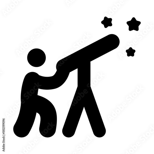 Person stargazing using a telescope