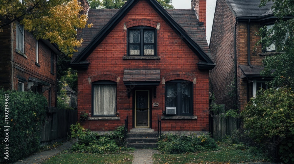 Charming brick house in the city, with ample space for copy in the sky. Charming brick house in the city, with ample space for copy in the sky.