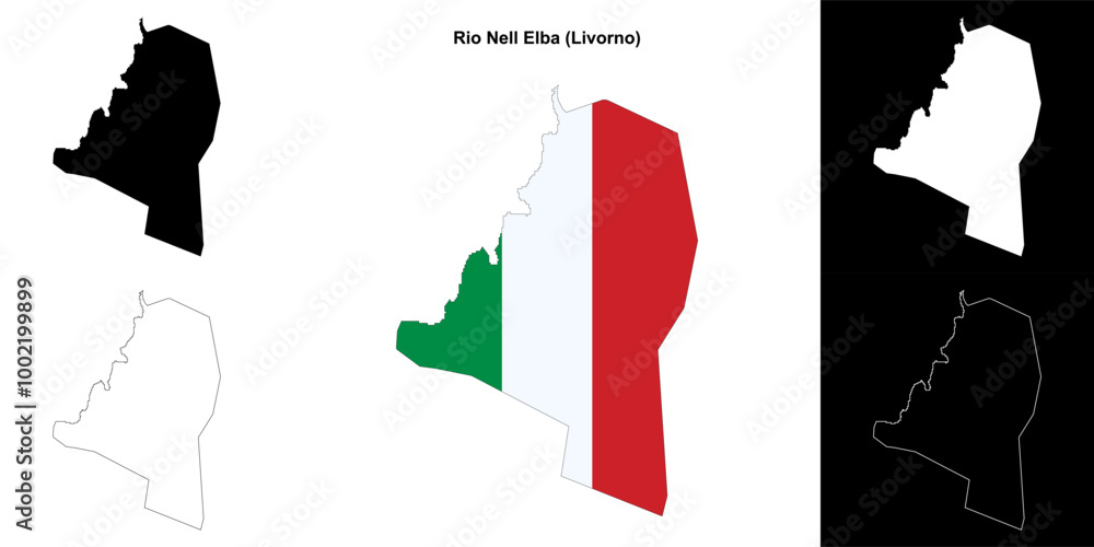 Rio Nell Elba (Tuscany) outline map set Rio Nell Elba (Tuscany) outline map set