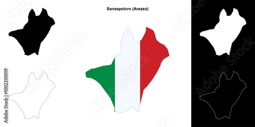 Sansepolcro (Tuscany) outline map set photo