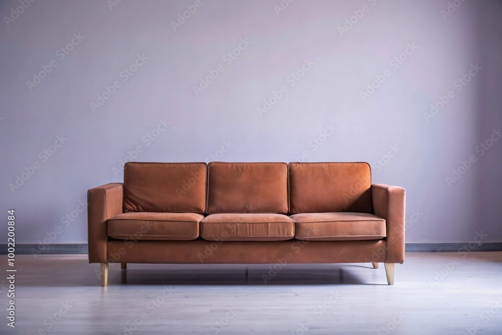 Front close view of a empty sofa in a decorative studio background Front close view of a empty sofa in a decorative studio background