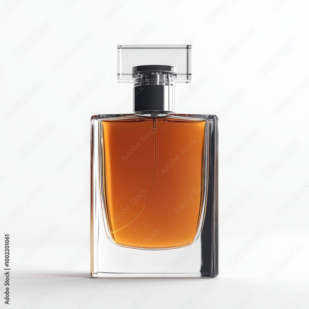 Mock up of minimal elegant perfume bottle. Isolated on white background Mock up of minimal elegant perfume bottle. Isolated on white background