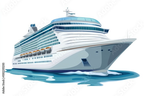 Wallpaper Mural Cruise Ship Isolated on Water. Luxury Nautical Vessel for Ocean Voyage Torontodigital.ca