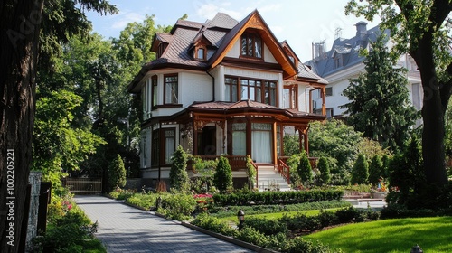 Wallpaper Mural Large, luxurious house in a peaceful city street, with plenty of space for copy in the background. Torontodigital.ca