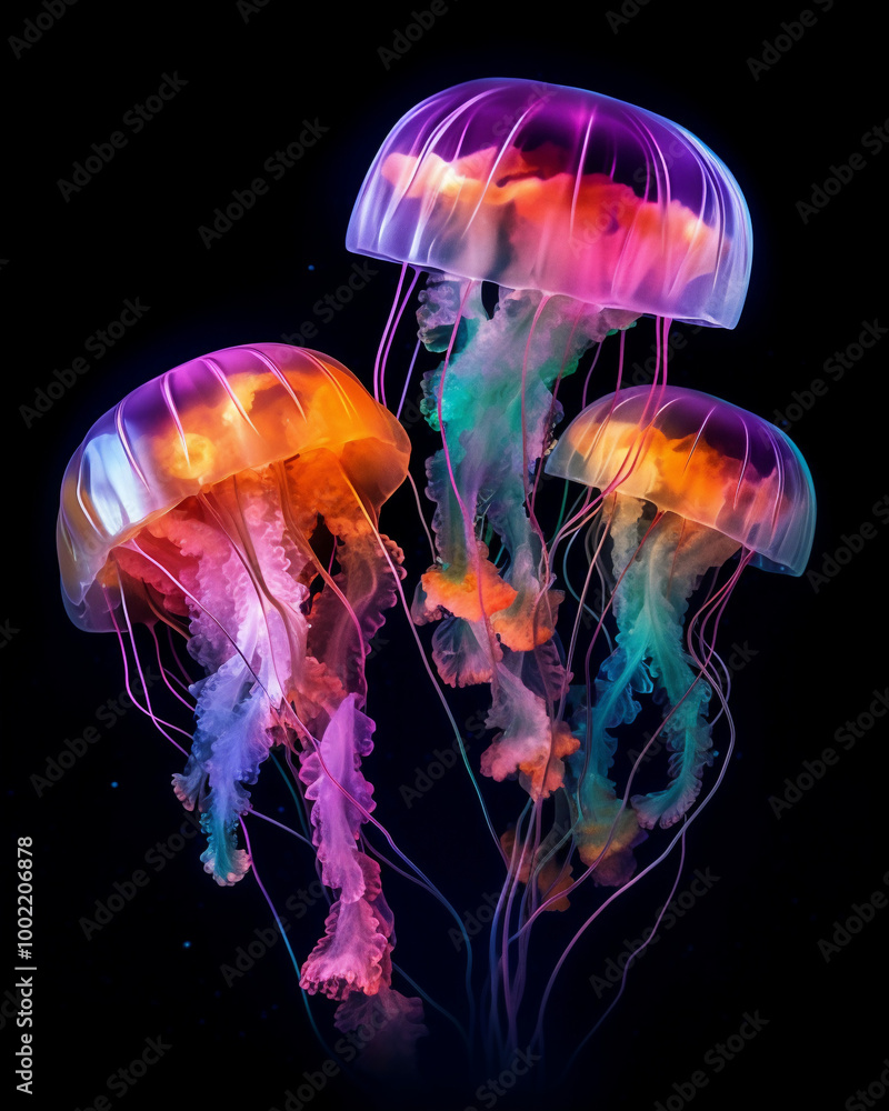 Fototapeta premium Transform your space with a multicolor jellyfish and a gorgeous Abstract Ocean Art