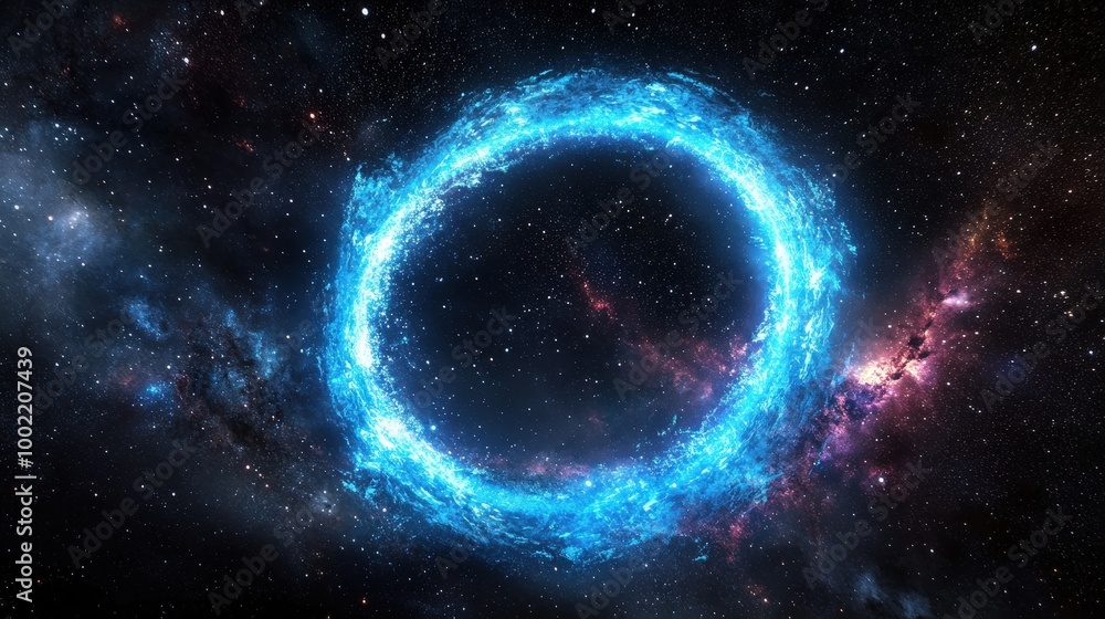 Obraz premium Blue Light Ring Around a Planet