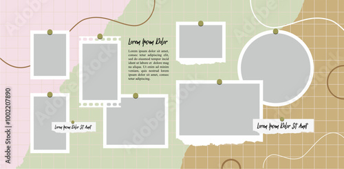Pictures or photos frame collage. comics page grid layout abstract photo frames and digital photo wall template