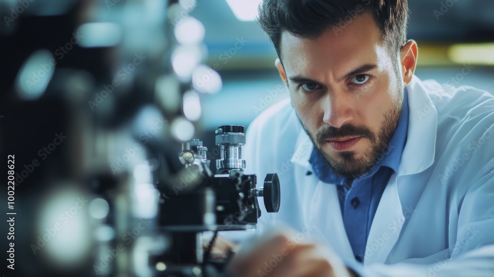 A Scientist Examining a Sample Under a Microscope A Scientist Examining a Sample Under a Microscope
