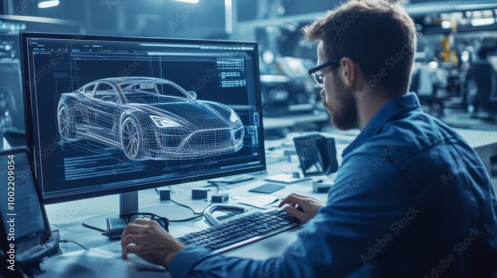 custom made wallpaper toronto digitalAutomotive Engineer Designing a Car with CAD Software