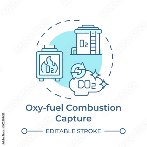 Bilde på lerret Oxy-fuel combustion capture soft blue concept icon