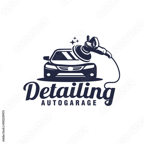 auto detailing service monochrome logo vector graphic illustration