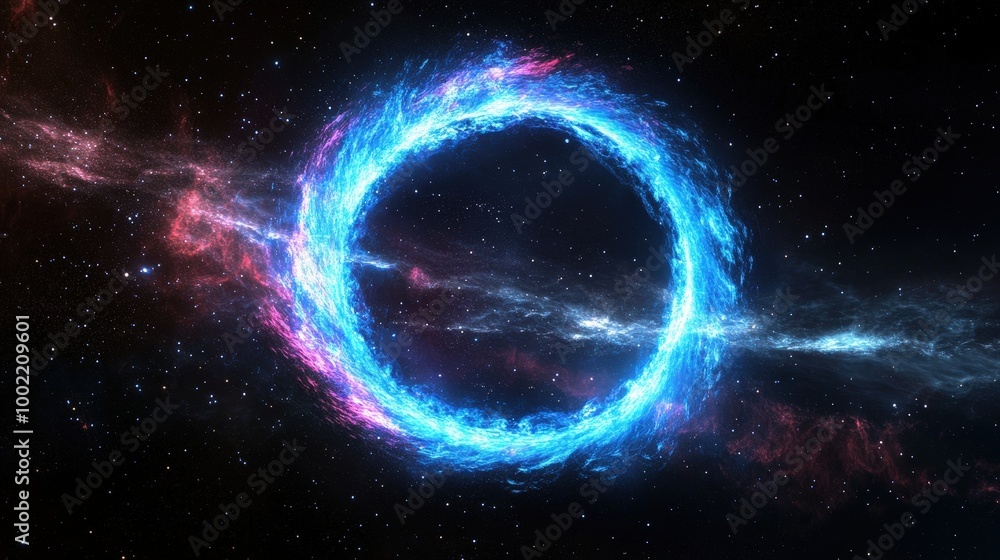 Fototapeta premium Blue Ring of Light Encircling a Planet