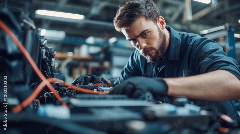 Mechanic Working on the Engine of a Car