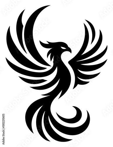 vector silhouette of a phoenix, black color