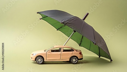 Car protected by umbrella, insurance concept
 photo