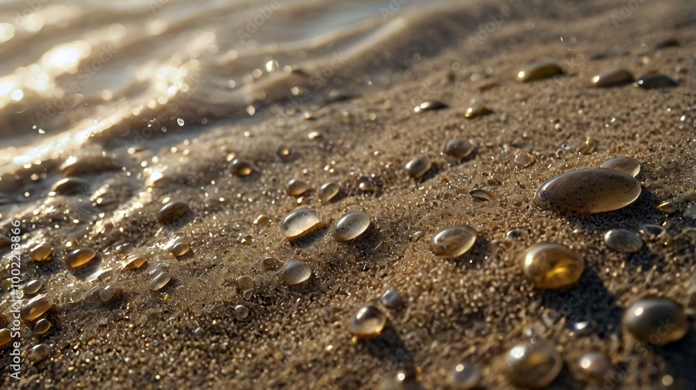 Water Drops on the Beach Sands Water Drops on the Beach Sands