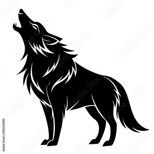 wolf  Black and white vector illustration animal silhouette for T shirt print