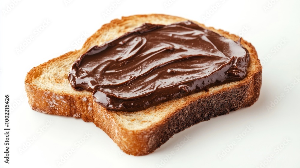 Toast with chocolate spread on white background Toast with chocolate spread on white background