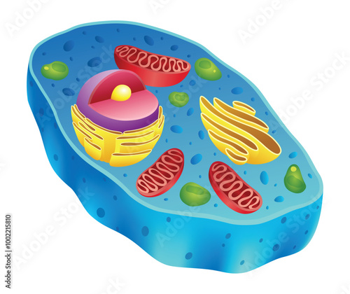 Animal cell anatomy infographics with detailed educative diagram and labelled elements realistic vector illustration