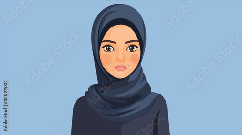 Illustration of a girl in a hijab. Arab girl.