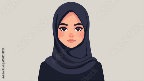 Illustration of a girl in a hijab. Arab girl.