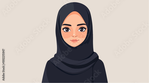 Illustration of a girl in a hijab. Arab girl.
