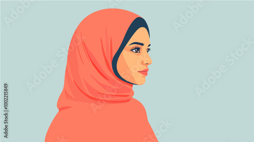 Illustration of a girl in a hijab. Arab girl.