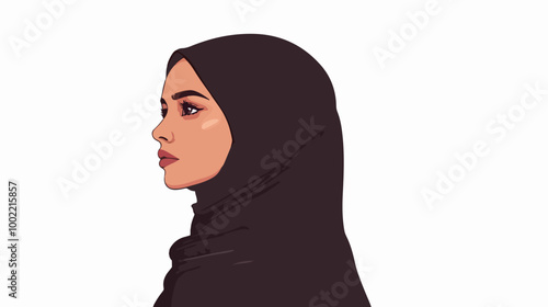 Illustration of a girl in a hijab. Arab girl.
