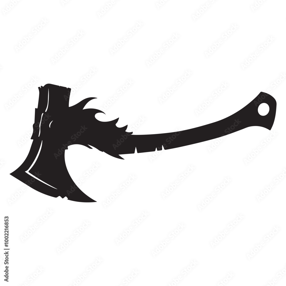 Fototapeta premium A black and white silhouette of a battle Axe Stock Vector isolated on white background, Silhouette ax black color, Axe symbol vector illustration
