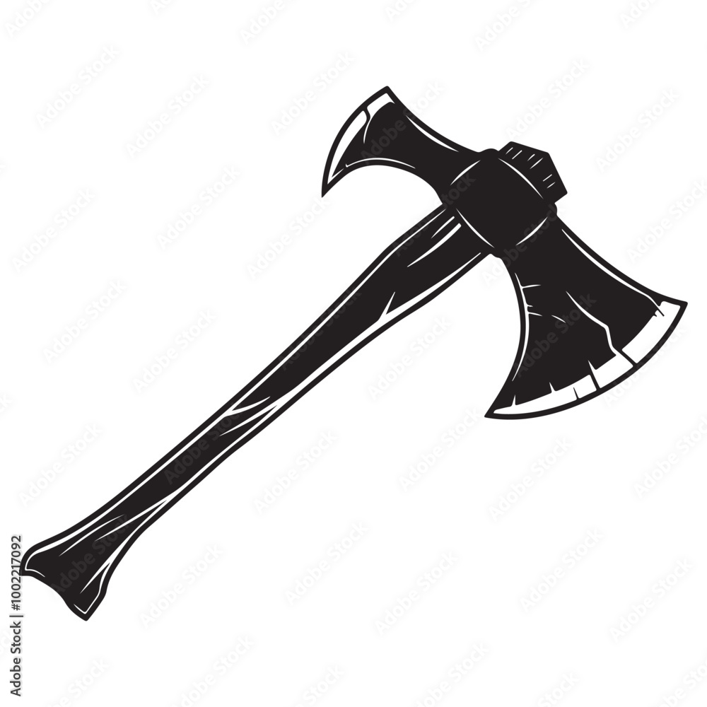 A black and white silhouette of a battle Axe Stock Vector isolated on white background, Silhouette ax black color, Axe symbol vector illustration A black and white silhouette of a battle Axe Stock Vector isolated on white background, Silhouette ax black color, Axe symbol vector illustration