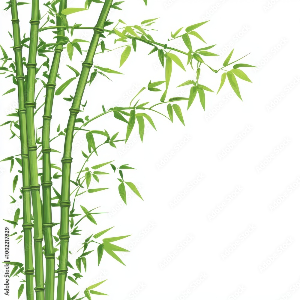 Fototapeta premium A vibrant bamboo plant with lush green leaves, perfect for nature-themed designs and backgrounds, promoting tranquility and growth.