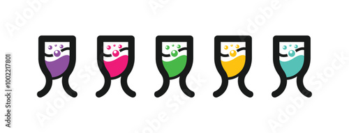 Cocktail Glass Icon Set for Bar, Restaurant, and Party Designs vector illustration
