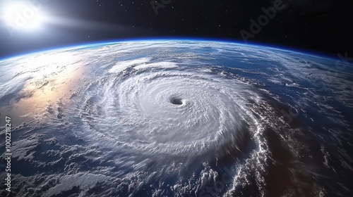 Stunning Earth View from Space with Powerful Hurricane