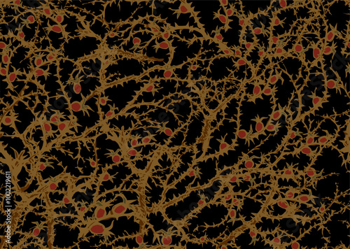 Branches of Blackthorn. Vector drawing
