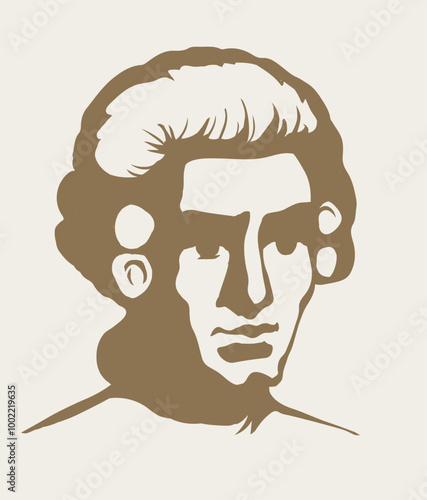 Vintage french wig. Vector drawing