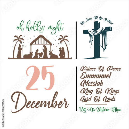 Oh Holy Night png, Let us adore him png, Nativity Christian Christmas png,bible verses christmas png,Religious Christmas SVG