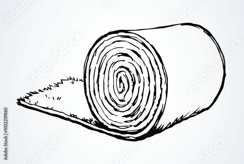 Rolled straw roll. Vector drawing