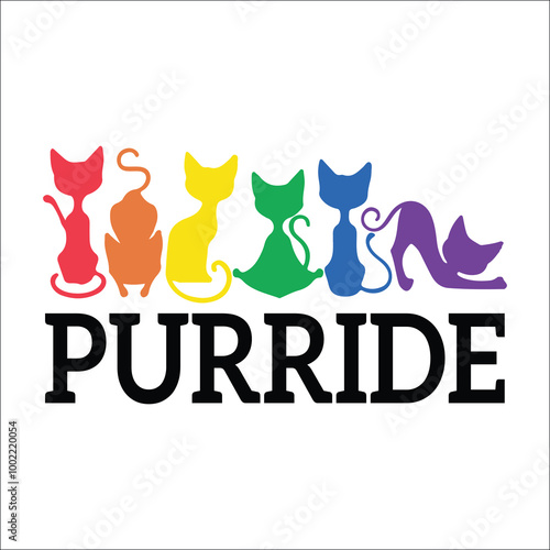 Colorful Pride Cat Svg, LGBT Purride Svg, Happy Purride Svg, Gay Pride Purride Svg, Cat With LGBT, Cat Lover Svg, LGBTQ Awareness Shirt