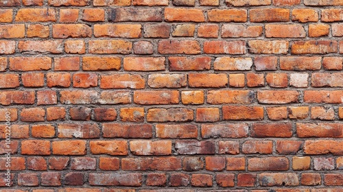 Old Red Brick Wall Background in Panorama View