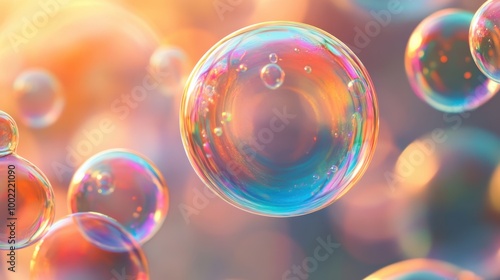 Lively abstract soap bubbles with swirling bold colors, creating a playful and energetic background.