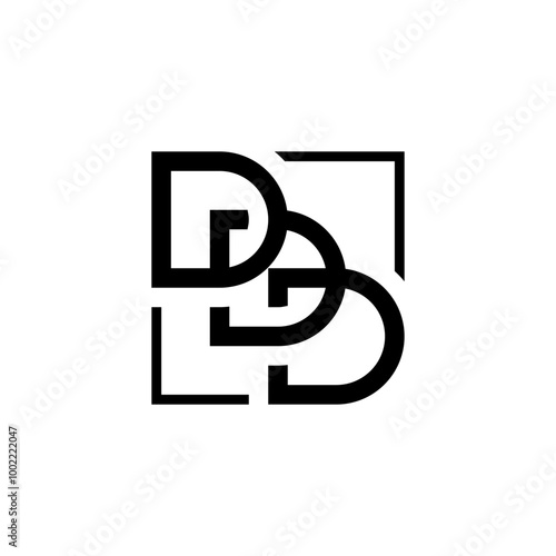 initial three letter ddd  square outline logo
