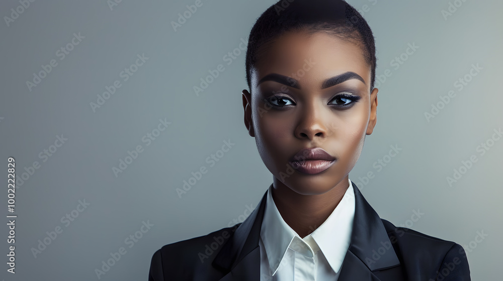 Beautiful black woman in a formal suit, businesswoman. Neural network AI generated art Beautiful black woman in a formal suit, businesswoman. Neural network AI generated art