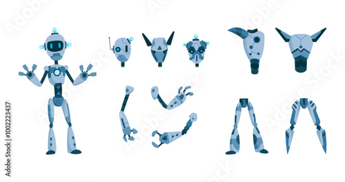 Robot constructor Parts and Sprites specifically designed for Animation projects and usage
