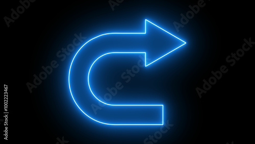Wallpaper Mural U-turn direction arrow. Glowing neon icon on black background Torontodigital.ca
