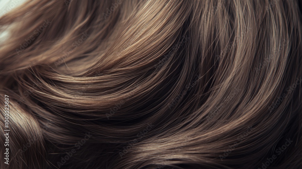 Naklejka premium Close-up of Wavy Brown Hair Strands
