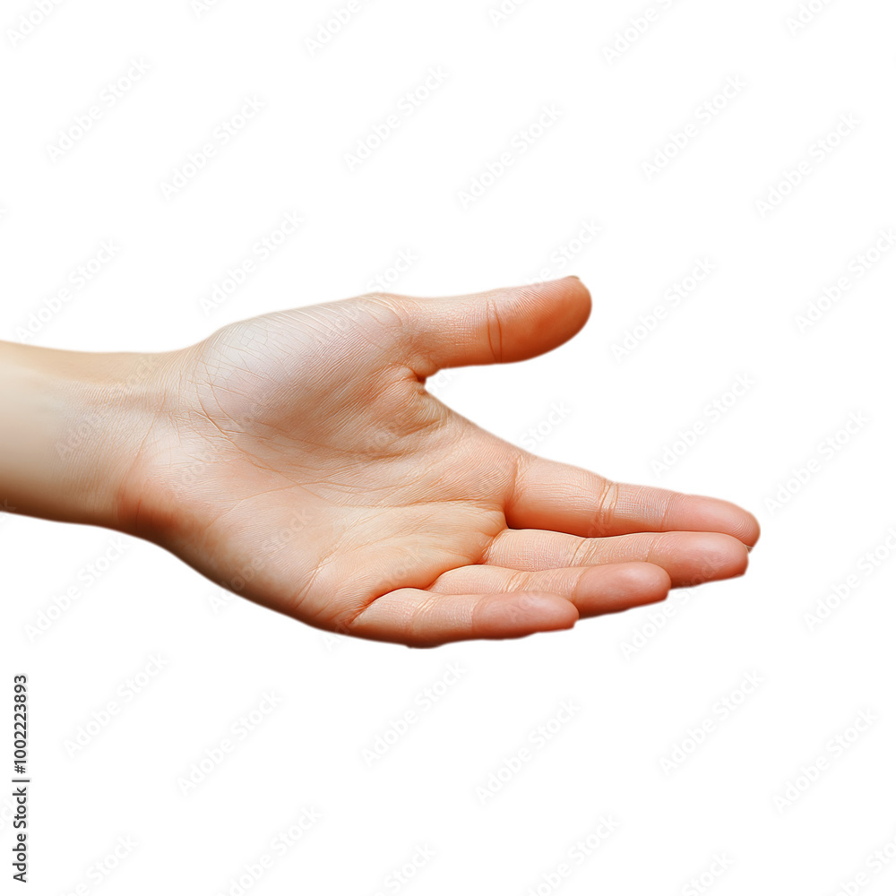 Open Hand Gesture Isolated on Transparent Background, Offering Palm Up Open Hand Gesture Isolated on Transparent Background, Offering Palm Up