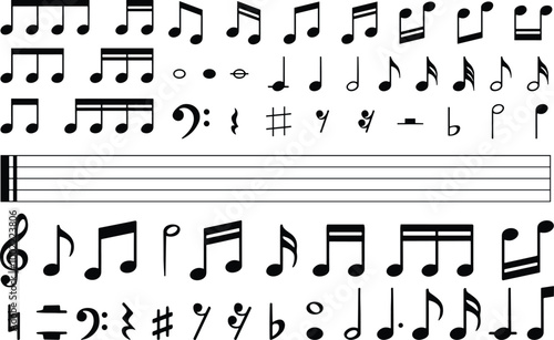 Music notes keys icon set, Music notes symbol, vector illustration. Music notes, song, melody or tune flat icons for musical apps and website