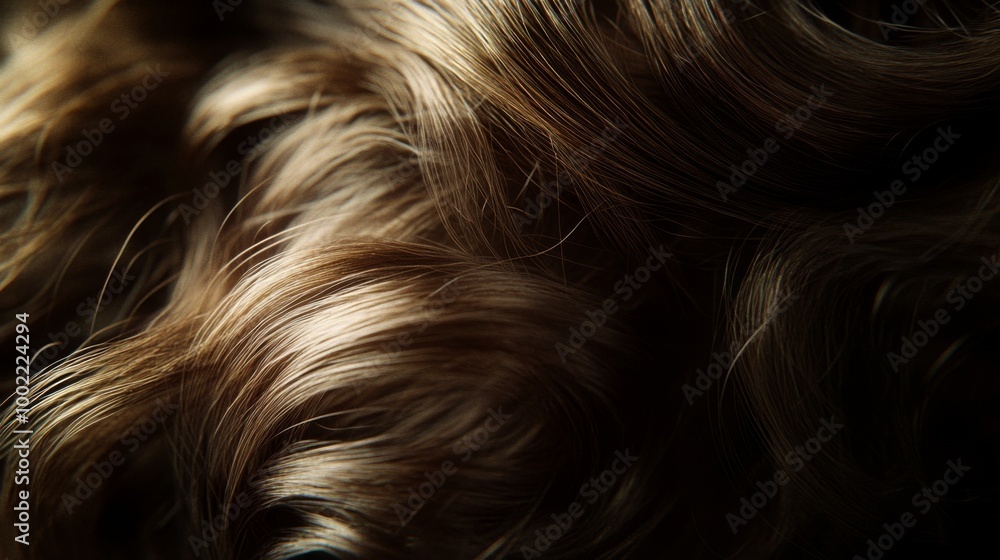Naklejka premium A Close-Up Macro Photograph of Wavy Brown Hair