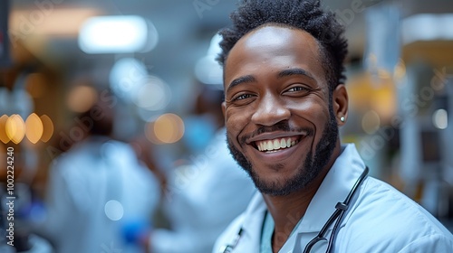 Smiling male doctor in hospital setting