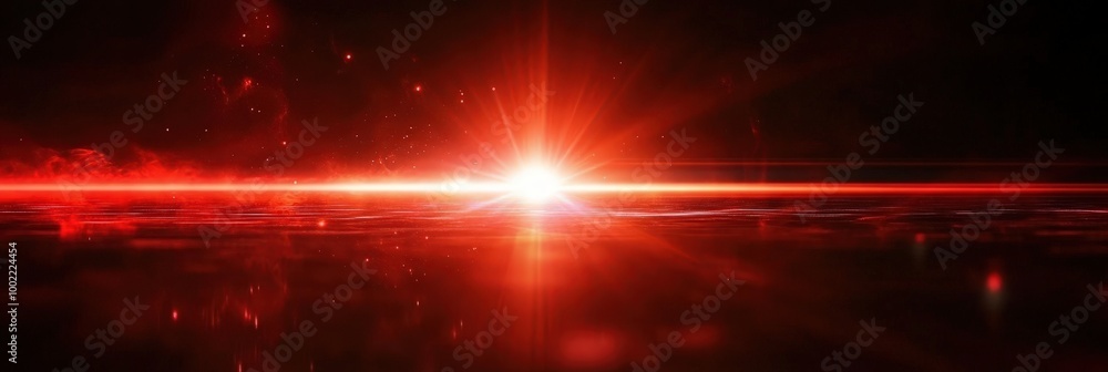 Obraz premium Red Laser Beam on Black Background with Lens Flare
